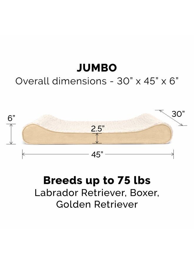 Furhaven Orthopedic Dog Bed for Large Dogs w/ Removable Washable Cover, For Dogs Up to 75 lbs - Ultra Plush Faux Fur & Suede Luxe Lounger Contour Mattress - Cream, Jumbo/XL - Image 3