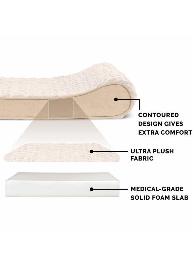 Furhaven Orthopedic Dog Bed for Large Dogs w/ Removable Washable Cover, For Dogs Up to 75 lbs - Ultra Plush Faux Fur & Suede Luxe Lounger Contour Mattress - Cream, Jumbo/XL - Image 4