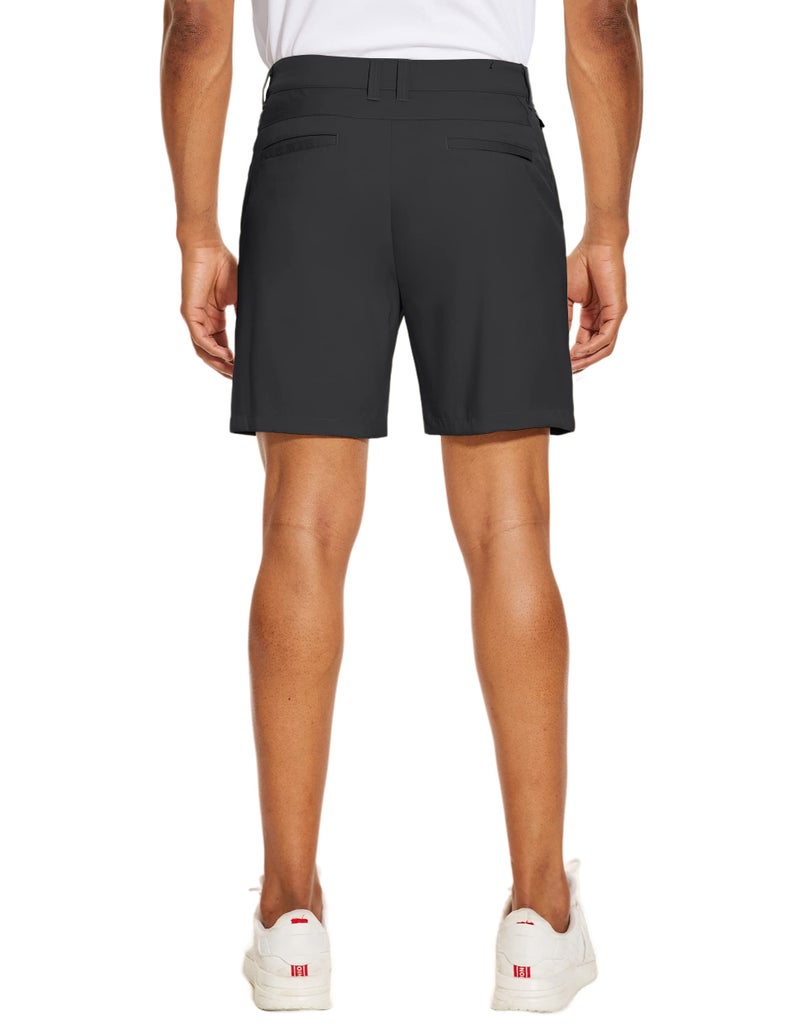 PULI Mens Golf Shorts 7 inch Inseam Casual Flat Front Dress Shorts Hybrid Surfing Hiking Fishing Relaxed Fit with Pockets Black 34 - Image 3
