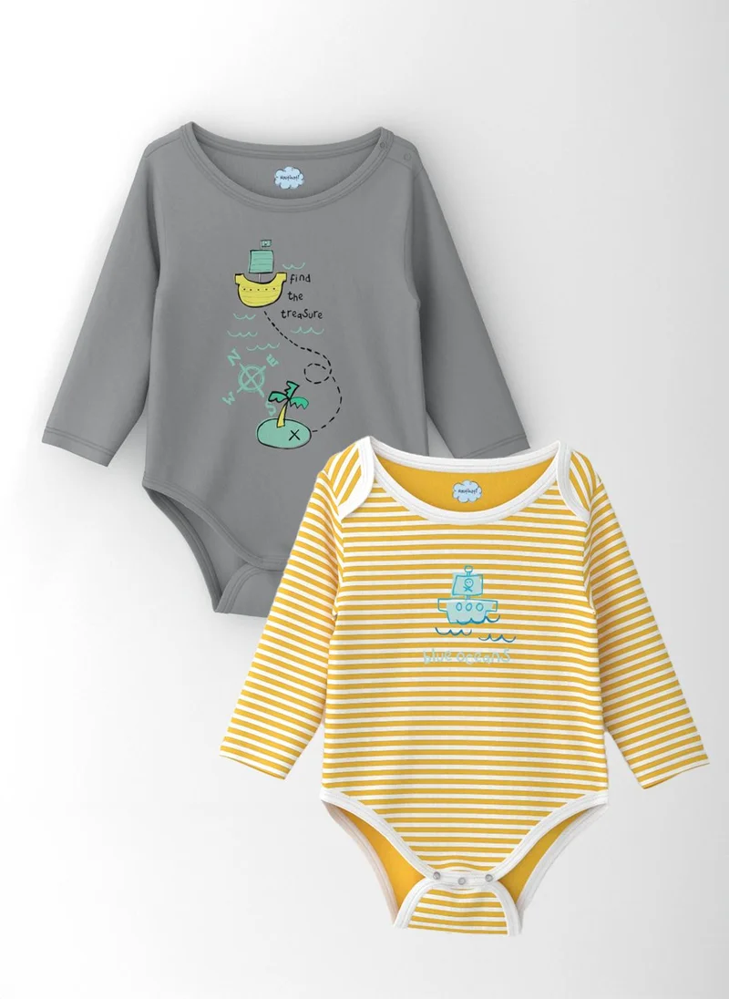 Nautinati Nautinati Infants' Cotton Pack of 2 Ocean Print Bodysuit