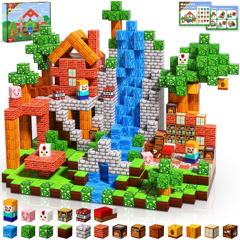 Magnetopia Magnetic Blocks 100PCS Magnetic Building Blocks Cubes Magnet Toys for Kids Age 3 Toy Building Set for Kids Magnets Stacking Construction Toys Easter Birthday Gifts for Boys Girls Age 48 812 - Image 2