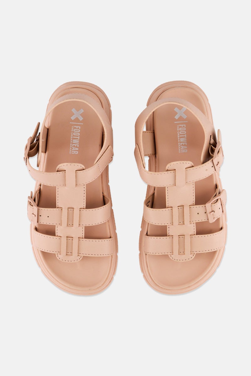 Xti Kids Girls Adjustable Buckle Sandals, Light Pink  - Image 3