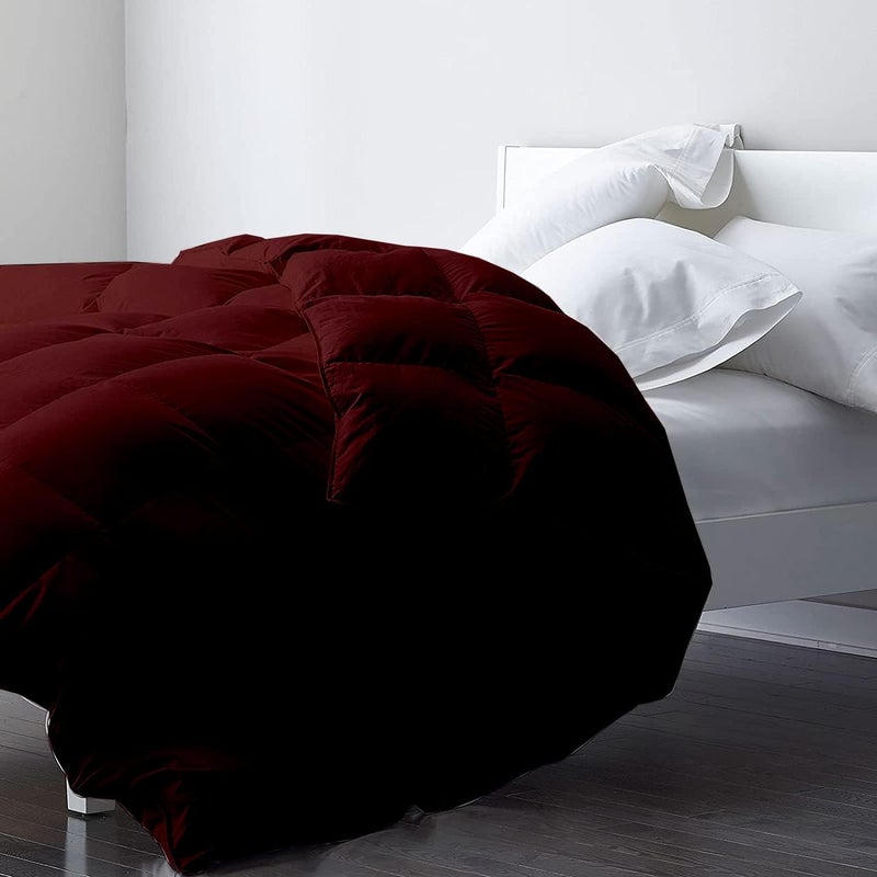 Bright Décor All-Season 150 GSM Single-Reversible Bed Comforter/Quilt/Blanket/Rajai - Down Alternative Quilted Duvet Insert with Corner Ties - Winter Warm - Machine Washable - Burgundy Solid - Image 1
