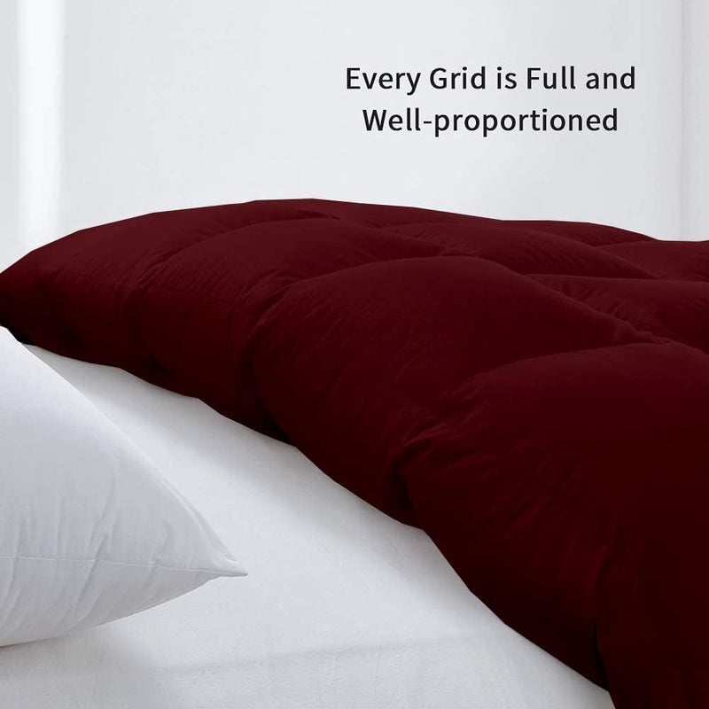 Bright Décor All-Season 150 GSM Single-Reversible Bed Comforter/Quilt/Blanket/Rajai - Down Alternative Quilted Duvet Insert with Corner Ties - Winter Warm - Machine Washable - Burgundy Solid - Image 4