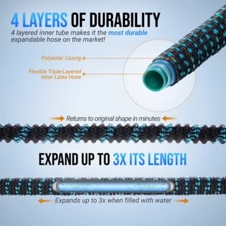 J B J&B XpandaHose 75ft Expandable Garden Hose with Holder - Heavy Duty Superior Strength 3750D - 4 -Layer Latex Core - Extra Strong Brass Connectors and 10 Spray Nozzle w/Storage Bag (Black 75) - Image 5