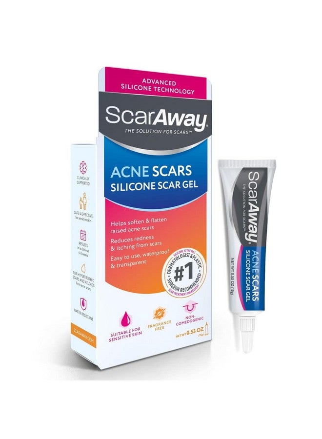 ScarAway Acne Scar Treatment, Clear Silicone Scar Gel, 100% Medical-Grade, Helps Improve Size, Color & Texture of Post-Acne Hypertrophic & Keloid Scars on Face & Body, Water Resistant, 15 grams - Image 1