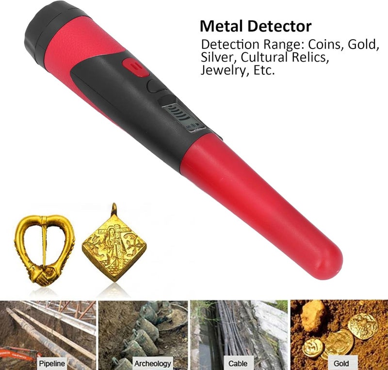 OUKA Metal Detector Handheld Wand Pinpointer-Professional Waterproof Pin Pointer High Sensitivity Portable Search Treasure Pinpointing Finder Probe,360° Scanning Unearthing Treasure Finder(red) - Image 2