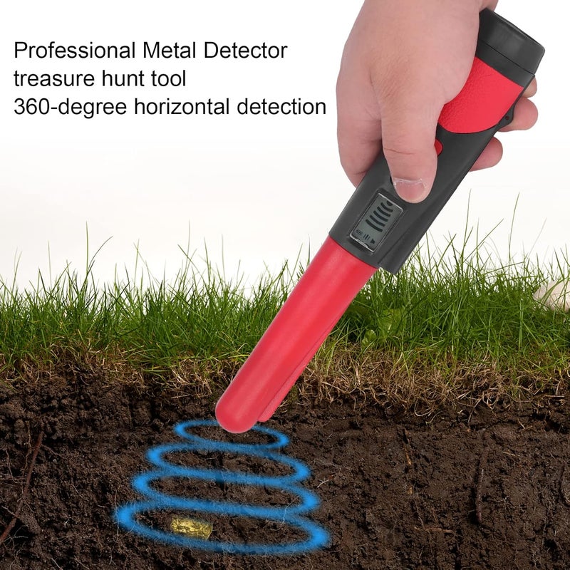 OUKA Metal Detector Handheld Wand Pinpointer-Professional Waterproof Pin Pointer High Sensitivity Portable Search Treasure Pinpointing Finder Probe,360° Scanning Unearthing Treasure Finder(red) - Image 3