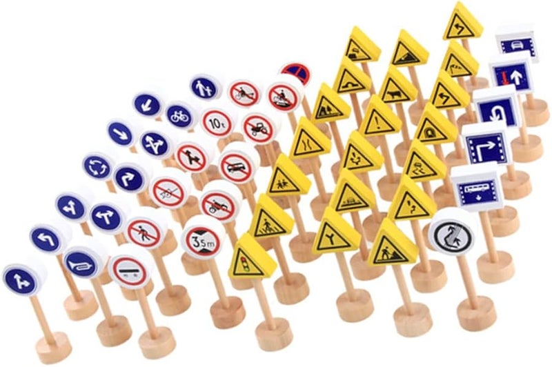 50 قطعة من مجموعة لعب إشارات المرور لعبة طريق تعليمية للأطفال تعزز المهارات المعرفية الحركية - Image 2