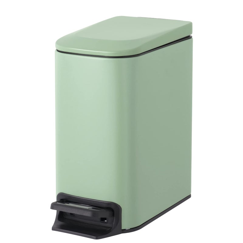 Cesun Small Bathroom Trash Can with Lid Soft Close Step Pedal 6 Liter  16 Gallon Stainless Steel Garbage Can with Removable Inner Bucket AntiFingerprint Finish Matt Green