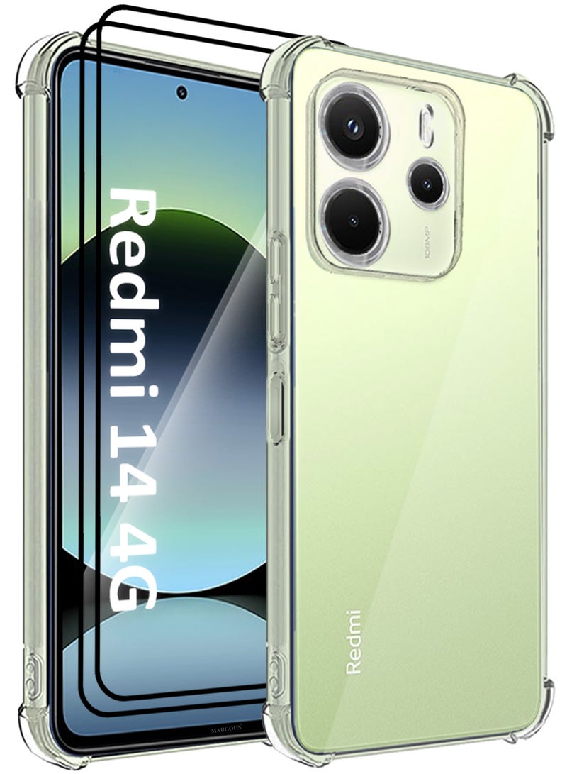 CATANES 3Packs Gorilla Case for Redmi 14 4G  Transparent Shockproof  Crystal Clear with Reinforced Corners with Two 3D Screen Protectors - Image 1