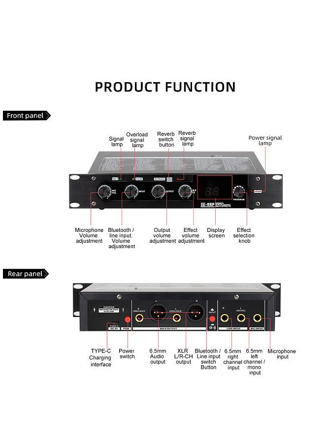 Generic Professional Karaoke Mixer Reverberator 99 DSP Digital Audio Effector Stereoscopic Sound Effect KTV Microphone BT Reverberation Effector  - Image 5