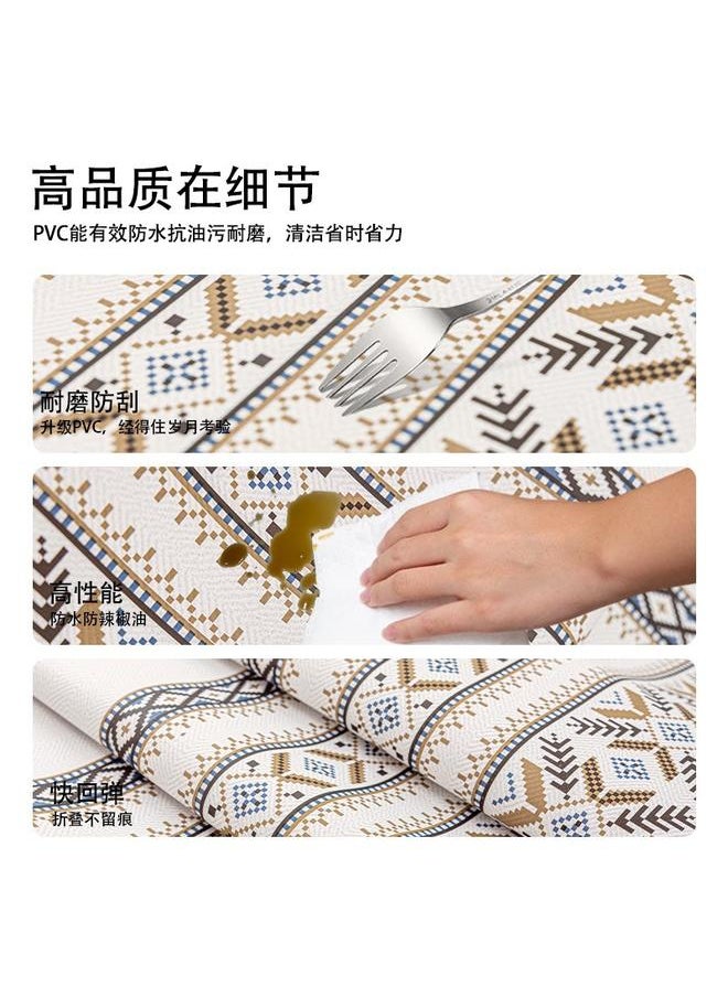 Bluejw - ins风印花桌布防水防油免洗新款pvc高级感轻奢餐桌布客厅茶几盖布 - Image 1