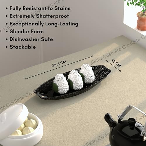 Castleite Multi-Purpose Kitchen Serving Platter: Deluxe Melamine Crockery Set of 2 - Versatile Chip and Dip Tray for Snacks, Starters & Desserts (Orleans) - Image 4