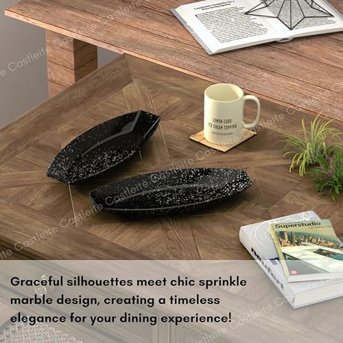 Castleite Multi-Purpose Kitchen Serving Platter: Deluxe Melamine Crockery Set of 2 - Versatile Chip and Dip Tray for Snacks, Starters & Desserts (Orleans) - Image 5