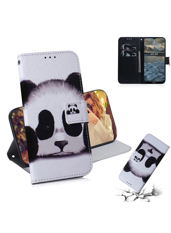 Case Cover For For Nokia 2.4 Coloured Drawing Horizontal Flip Leather Case, with Holder & Card Slots & Wallet(Panda)