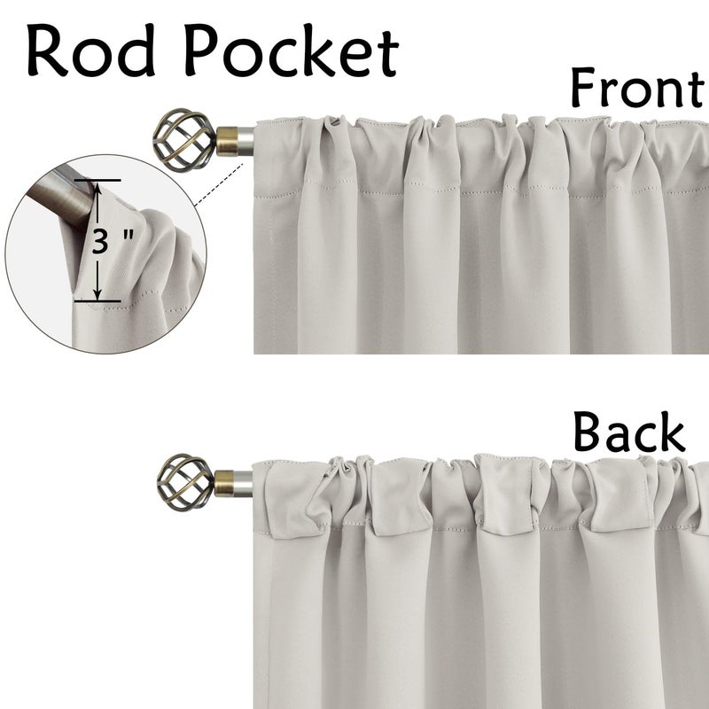 BGment Rod Pocket and Back Tab Blackout Curtains for Bedroom - Thermal Insulated Room Darkening Curtains for Living Room  2 Window Curtain Panels (52 x 45 Inch  Natural Camel) - Image 2