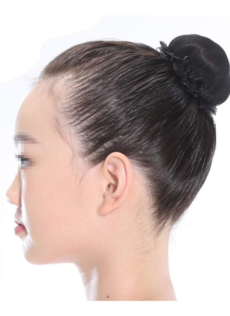 BenQuand Black Bun Hair Nets, Elastic Flower Edge Hairnet for Ballet Bun Cover, Dance Skating Gymnastics Performance Dancers Hair Accessories  - Image 2