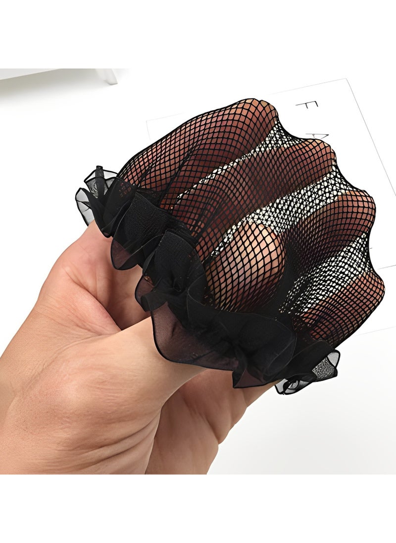 BenQuand Black Bun Hair Nets, Elastic Flower Edge Hairnet for Ballet Bun Cover, Dance Skating Gymnastics Performance Dancers Hair Accessories  - Image 3