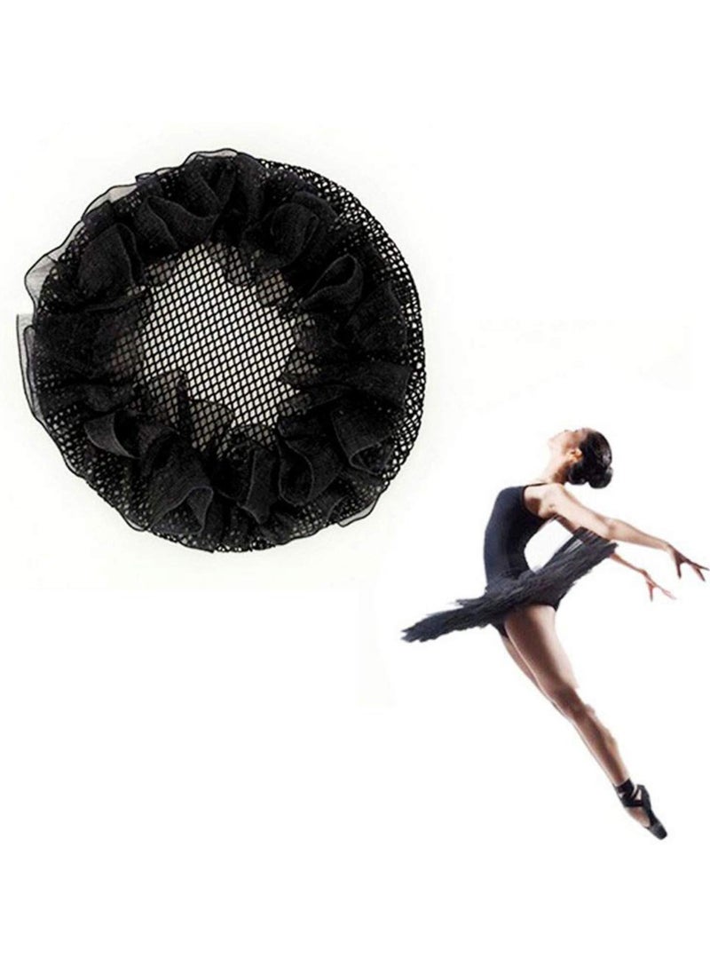 BenQuand Black Bun Hair Nets, Elastic Flower Edge Hairnet for Ballet Bun Cover, Dance Skating Gymnastics Performance Dancers Hair Accessories  - Image 5