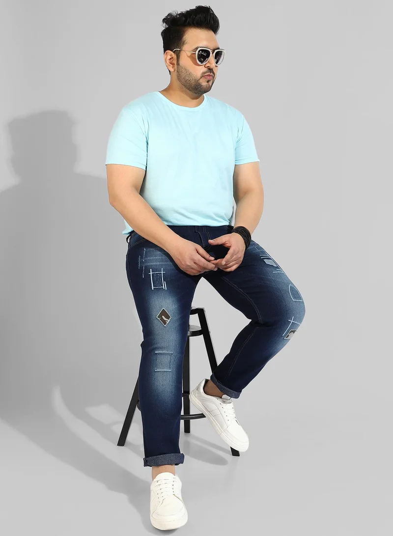Instafab Plus Men's Classic Blue Dark-Washed Regular Fit Denim Jeans