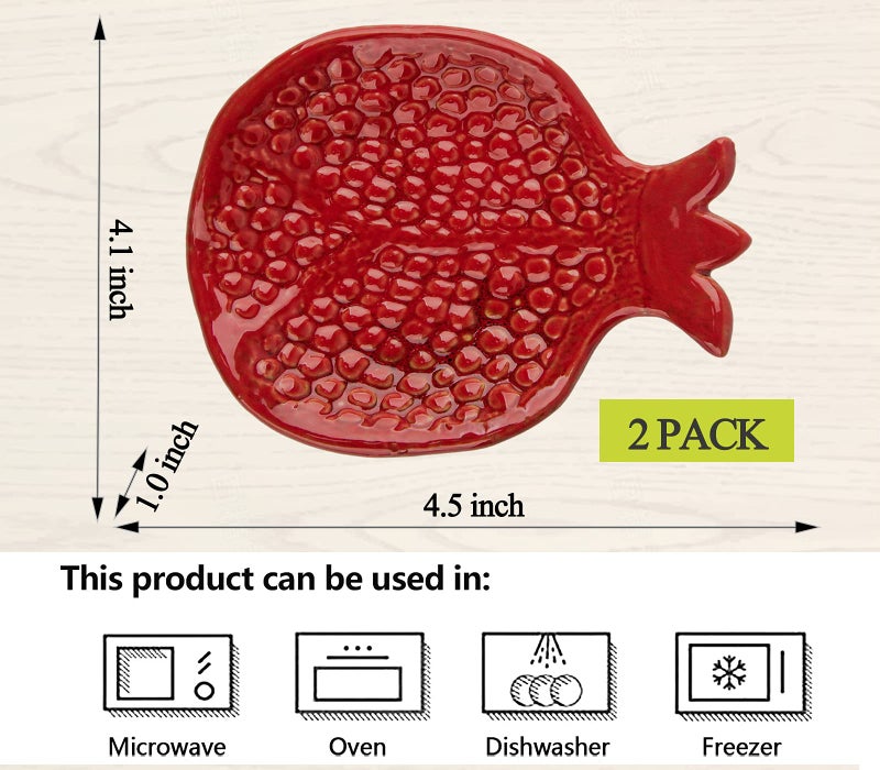 GABROC Pomegranate Shaped Ceramic Spoon Holder - 2 Pcs Stove Top & Counter Rest - Image 3