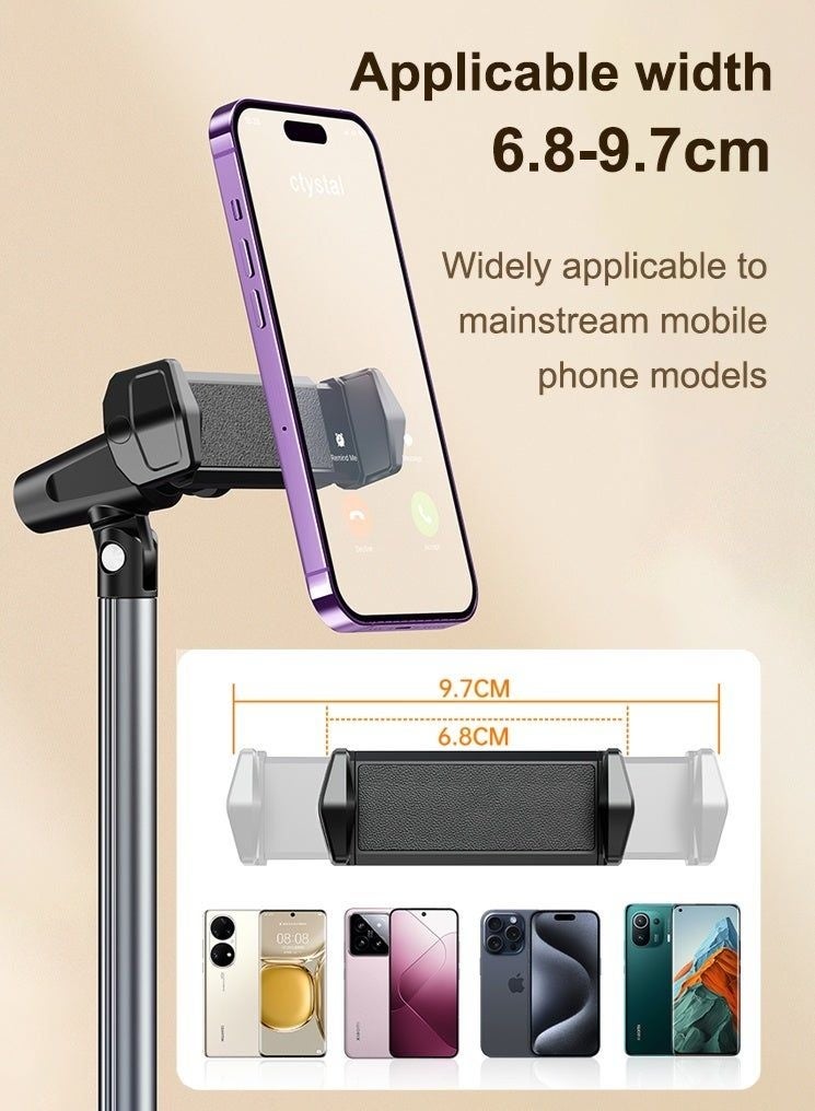 Mobile Phone Holder Stand, Adjustable Height 30-45cm Foldable 360° Rotating Phone Stand, Universal Desk Phone Holder for Live Streaming Video Recording Office Home Compatible with iPhone Samsung Xiaomi Huawei - Image 4