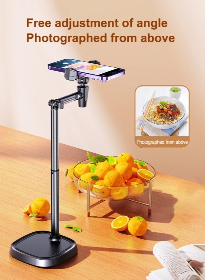 Mobile Phone Holder Stand, Adjustable Height 30-45cm Foldable 360° Rotating Phone Stand, Universal Desk Phone Holder for Live Streaming Video Recording Office Home Compatible with iPhone Samsung Xiaomi Huawei - Image 5