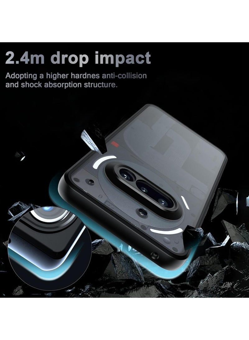 QIRG غطاء هاتف فور ناثينغ 3a غير متغير اللون، واقي صدمات مضاد للسقوط وخدوش رقيق شفاف من الكريستال (شفاف-أسود) - Image 4