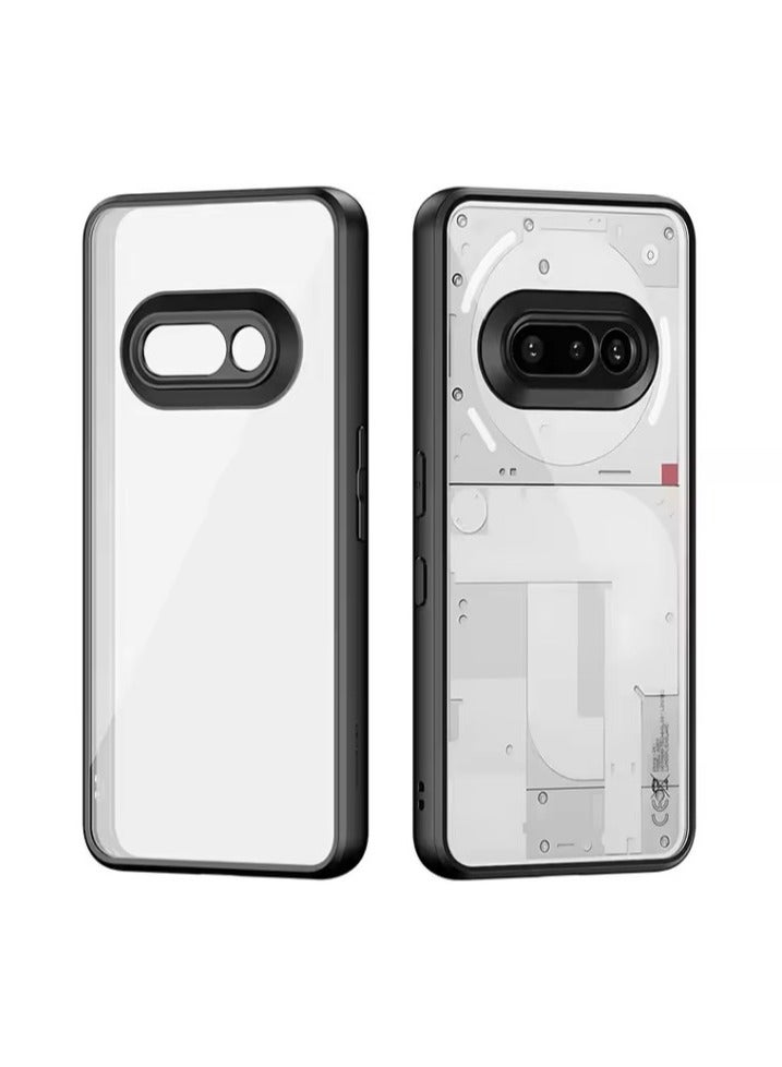 QIRG غطاء هاتف فور ناثينغ 3a غير متغير اللون، واقي صدمات مضاد للسقوط وخدوش رقيق شفاف من الكريستال (شفاف-أسود) - Image 1