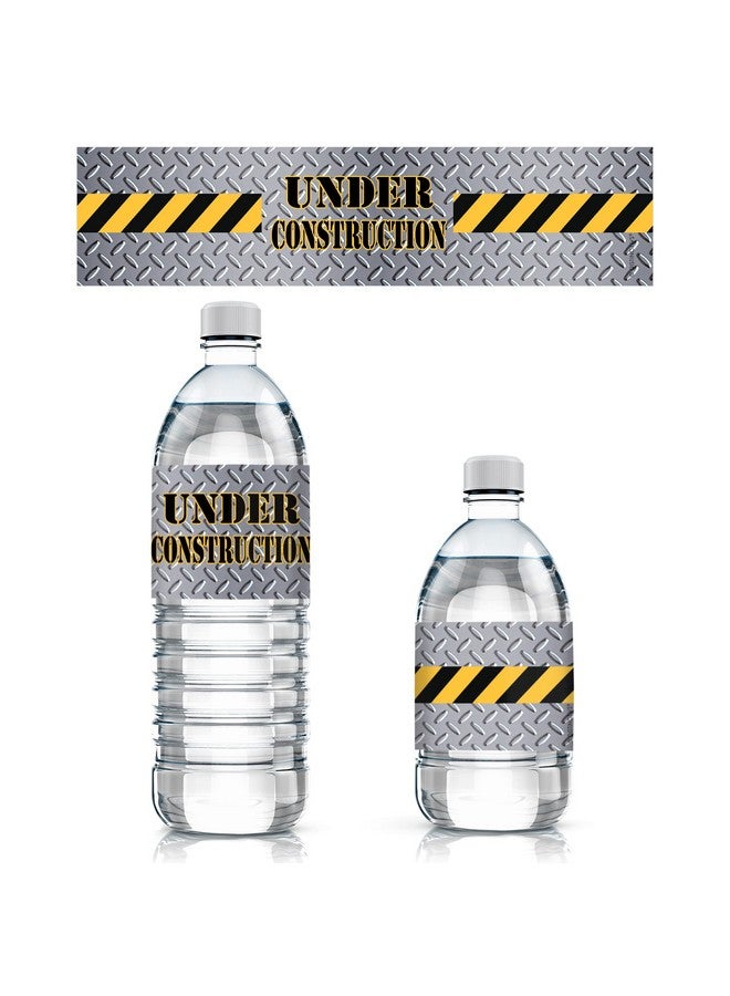 DISTINCTIVS Under Construction Party Water Bottle Labels 24 Stickers - Image 1