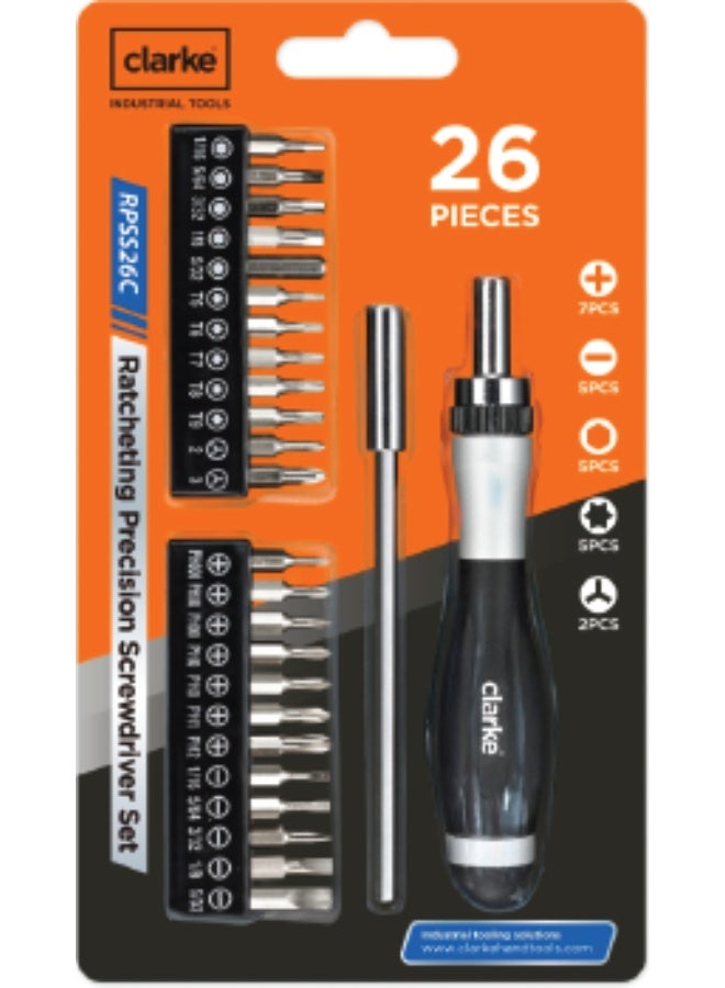 CLARKE TOOLS CLARKE Ratcheting Precision Screwdriver Set 26pcs - Image 1