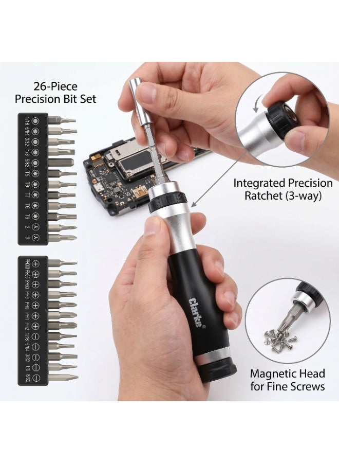 CLARKE TOOLS CLARKE Ratcheting Precision Screwdriver Set 26pcs - Image 4