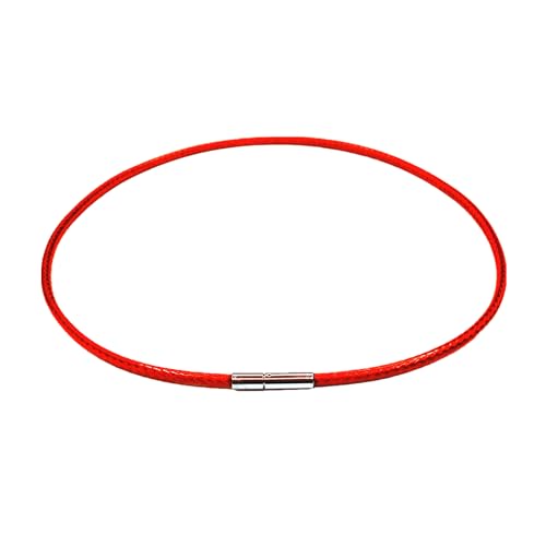 Glory Qin 3mm Red Leather Cord Chain Stainless Steel Rice Clasps Necklace Rope Chain 16 TO 28 Inch (22 Inch Red) - Image 1