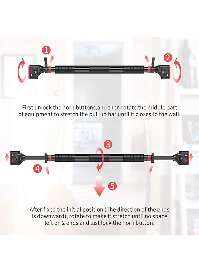 WAMBORY Pull Up Bar Adjustable (72 95cm) Width Locking Mechanism No Screw Mounting Doorway Strength Training Home Gym Upper Body Workout with Max Load 440lbs Non slip - Image 2