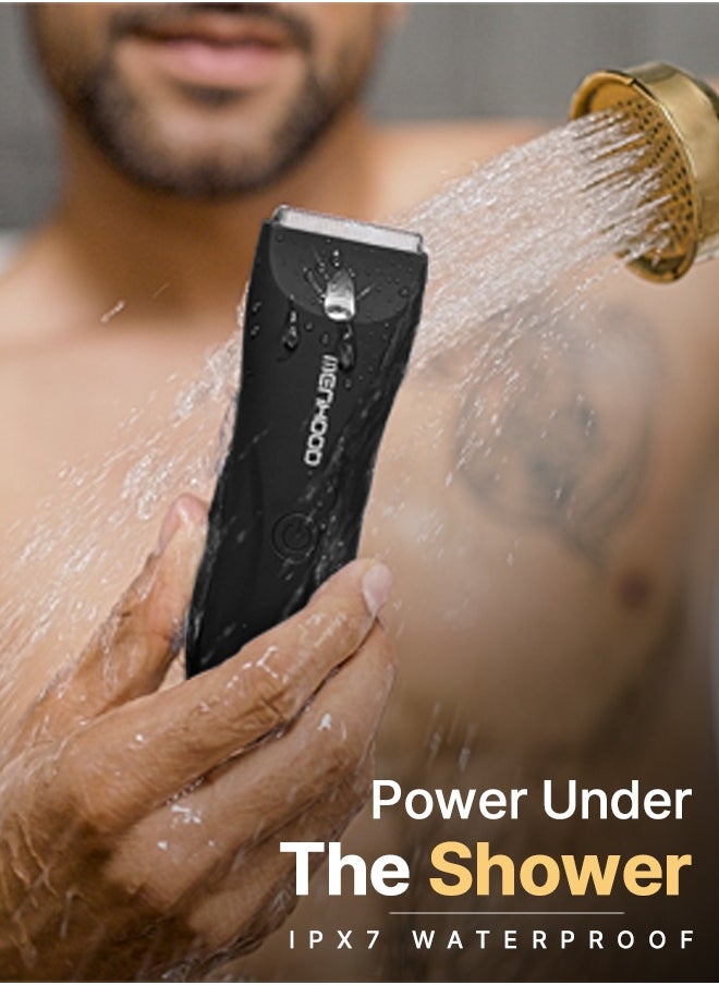 MENHOOD Best Ball Trimmer & Body Grooming Trimmer 1.0 Pro for Men | Male Body Hair Trimmer | IPX7 Waterproof | Wireless Charging with Type-C Support | 150 Min Runtime | 4000K LED Light | Full Body Grooming | Shaver & Razor for Men (Black)  - Image 4