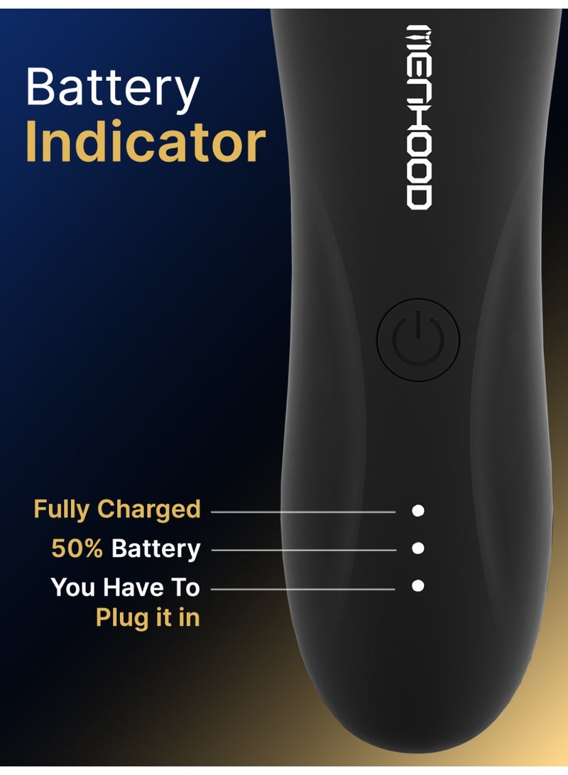 Menhood Best Ball Trimmer & Body Grooming Trimmer 1.0 Pro for Men | Male Body Hair Trimmer | IPX7 Waterproof | Wireless Charging with Type-C Support | 150 Min Runtime | 4000K LED Light | Full Body Grooming | Shaver & Razor for Men (Black)