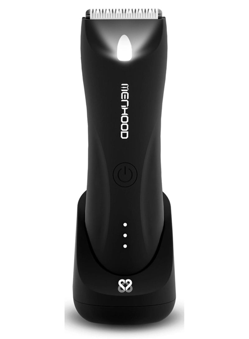 Menhood Best Ball Trimmer & Body Grooming Trimmer 1.0 Pro for Men | Male Body Hair Trimmer | IPX7 Waterproof | Wireless Charging with Type-C Support | 150 Min Runtime | 4000K LED Light | Full Body Grooming | Shaver & Razor for Men (Black) - Image 1