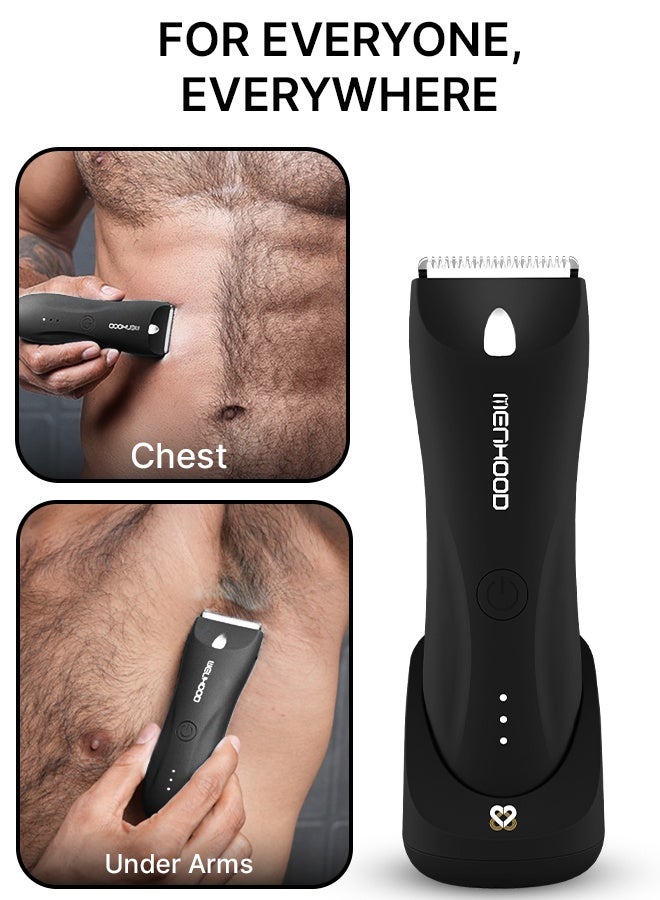 Menhood Best Ball Trimmer & Body Grooming Trimmer 1.0 Pro for Men | Male Body Hair Trimmer | IPX7 Waterproof | Wireless Charging with Type-C Support | 150 Min Runtime | 4000K LED Light | Full Body Grooming | Shaver & Razor for Men (Black) - Image 1