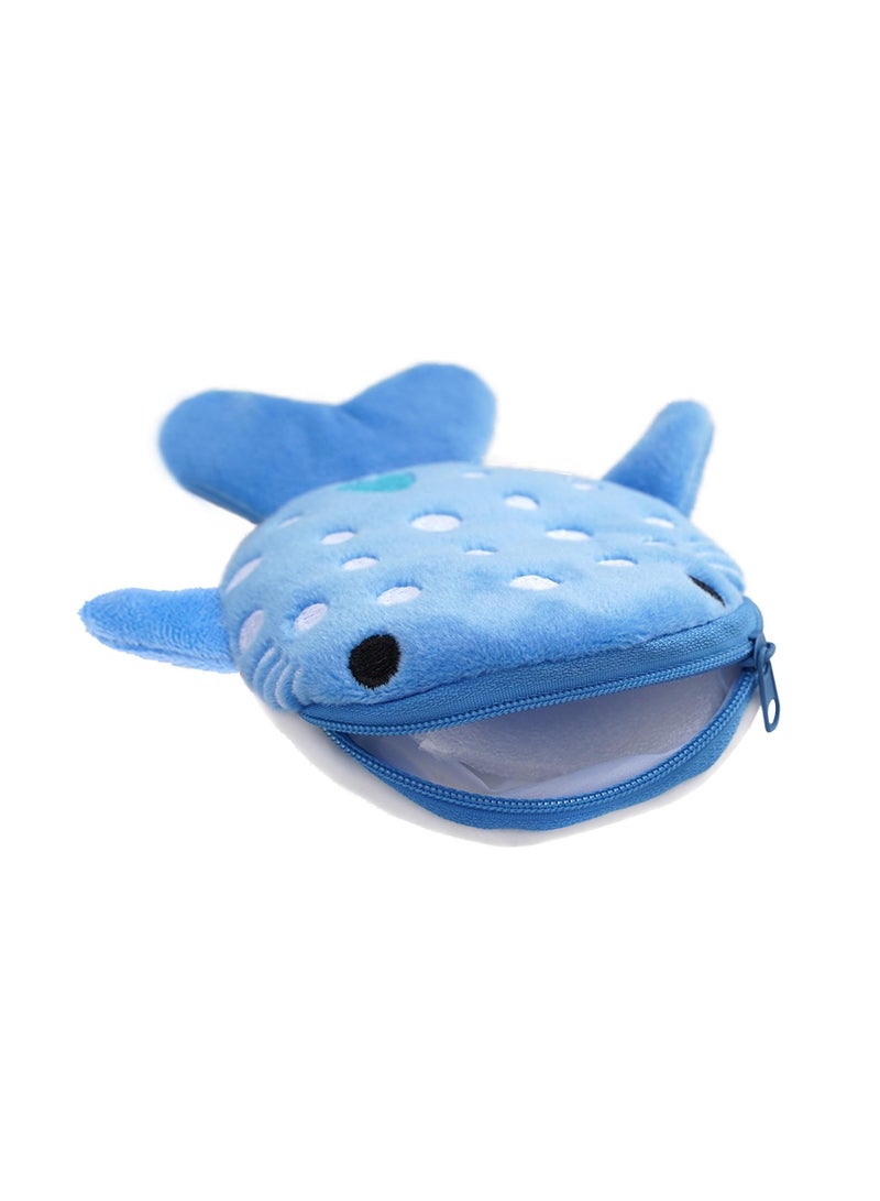 Shark Coin Purse, Cute Plush Cartoon Small Wallet for Women - Fun Coin Pouch and Cosmetic Bag (Blue) - Image 1