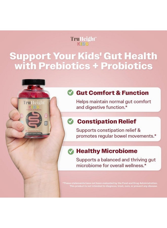 TruHeight Kids Prebiotic & Probiotic Gummies Ages 2+ (Strawberry Flavor) Toddlers & Kids All Natural Supplement for Digestive Health, Gut & Constipation Relief - Endorsed by Pediatricians Vitamins - Image 2