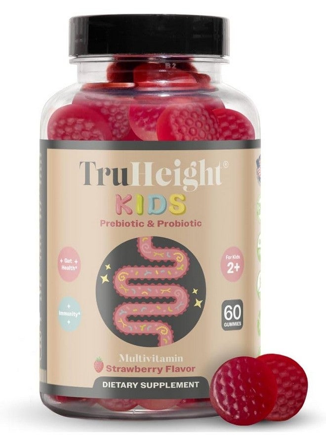 TruHeight Kids Prebiotic & Probiotic Gummies Ages 2+ (Strawberry Flavor) Toddlers & Kids All Natural Supplement for Digestive Health, Gut & Constipation Relief - Endorsed by Pediatricians Vitamins - Image 1