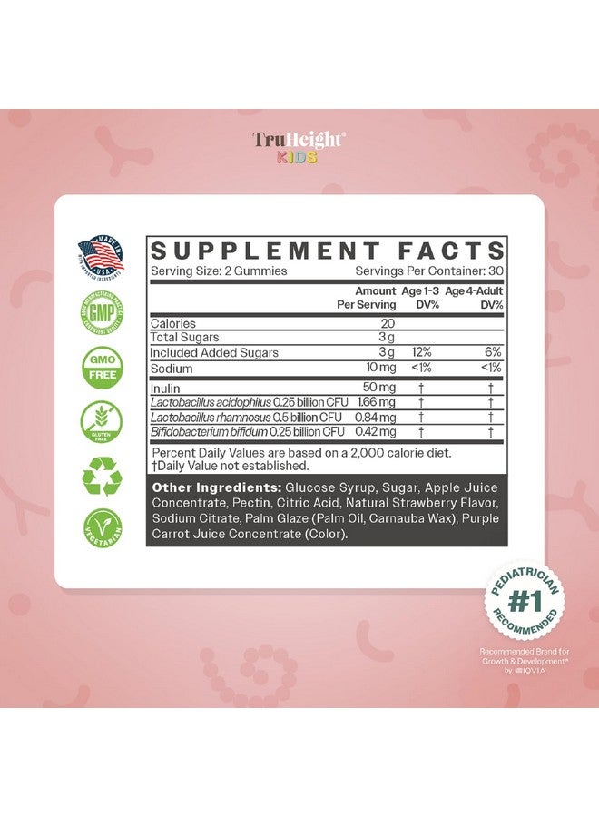 TruHeight Kids Prebiotic & Probiotic Gummies Ages 2+ (Strawberry Flavor) Toddlers & Kids All Natural Supplement for Digestive Health, Gut & Constipation Relief - Endorsed by Pediatricians Vitamins - Image 5
