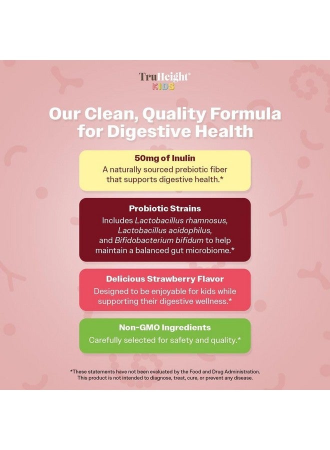 TruHeight Kids Prebiotic & Probiotic Gummies Ages 2+ (Strawberry Flavor) Toddlers & Kids All Natural Supplement for Digestive Health, Gut & Constipation Relief - Endorsed by Pediatricians Vitamins - Image 3