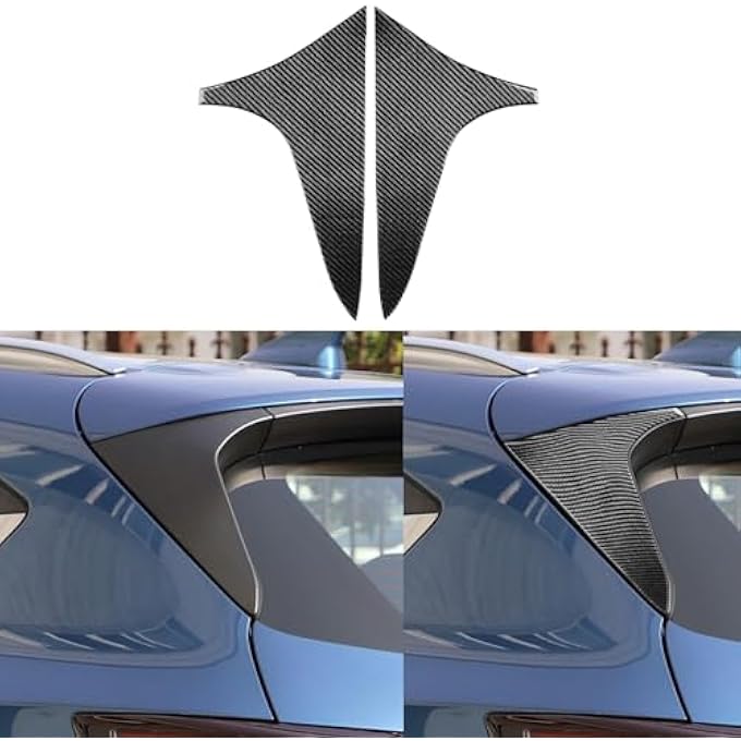 rayihni Real Premium Carbon Fiber Compatible With Mazda Cx5 Cx5 Cx 5 2017 2018 2019 2020 2021 2022 2023 2024 Accessories Car Rear Trunk Window Pillar Post Spoiler Wing Cover Exterior Trim 2Pcs Black - Image 2