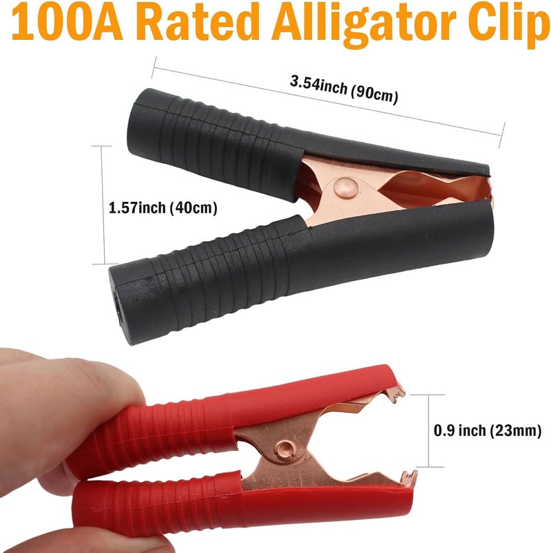 exgoofit Insulated Alligator Clips Durable Heavy Duty Black & Red Boot Metal Spring Loaded Truck Car Battery Electric Test Clips Lead Probe Alligator Clamps (100A 10-PACK) - Image 2