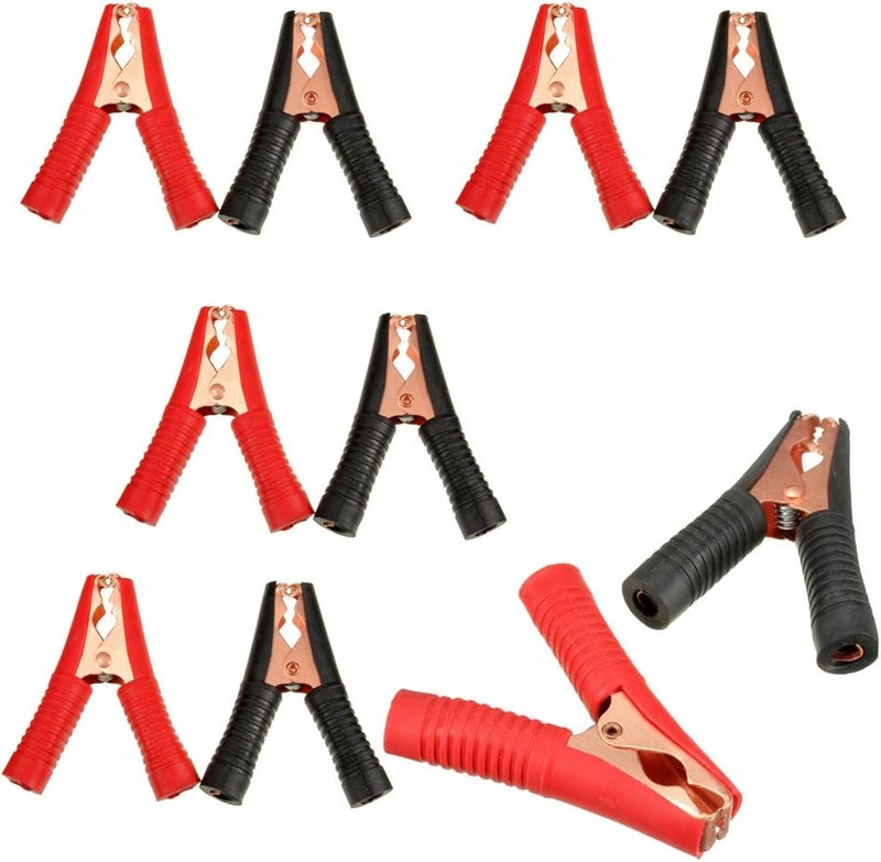 exgoofit Insulated Alligator Clips Durable Heavy Duty Black & Red Boot Metal Spring Loaded Truck Car Battery Electric Test Clips Lead Probe Alligator Clamps (100A 10-PACK) - Image 1
