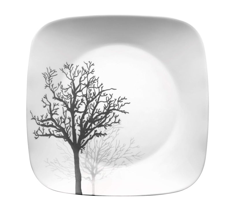 Corelle Vitrelle 18-Piece Service for 6 Dinnerware Set Triple Layer Glass and Chip Resistant, Lightweight Square Plates and Bowls Set, Timber Shadows - Image 5