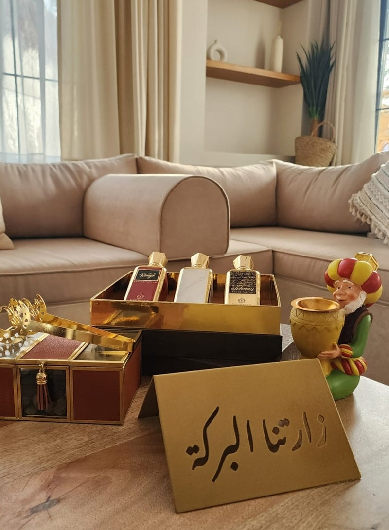 Passion District Steel stand with arabic message the blessing visited us