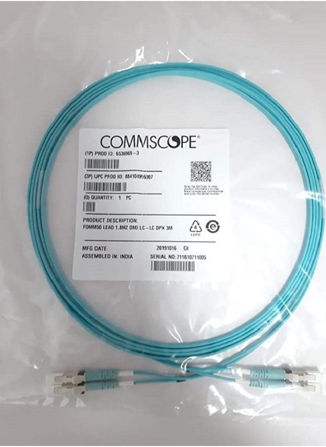 Commscope - CommScope fiber optic patch cord, LC to LC, OM3, twin zip, 3 m, aqua multi mode - Image 1